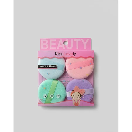 12 Kits 4 Esponjas de Maquiagem Kiss Lovely – Macias e Práticas - Cores Sortidas