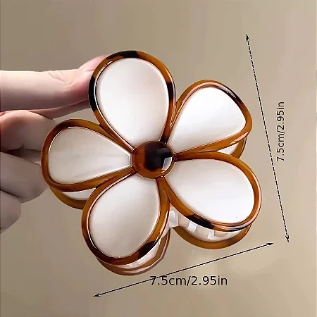 Kit 12 Piranha de Cabelo Flor 5 Pétalas Bicolor Perolado 8cm