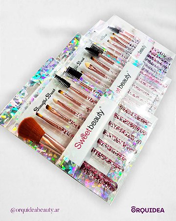 Kit 7 Pincéis Sweet Beauty - Edição Glitter