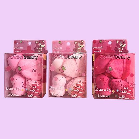 Kit 5 Esponjas de Maquiagem Sweet Beauty Tons de Rosa
