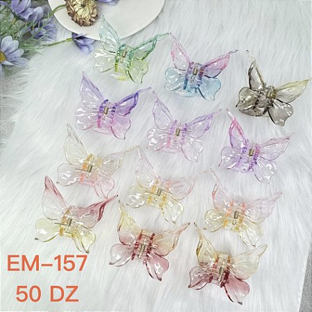 Piranha de Cabelo formato Borboleta Transparente