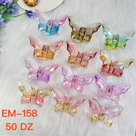 Piranha de Cabelo formato Borboleta Transparente