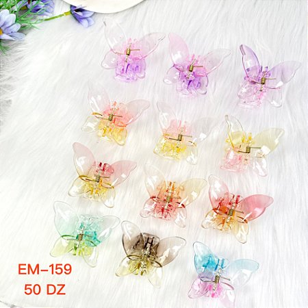 Piranha de Cabelo formato Borboleta Transparente