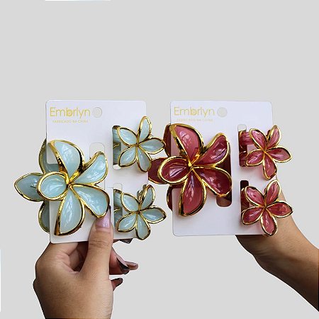 Piranha KIT 3 Frangipani New Jelly com borda dourada 8cm + 4cm