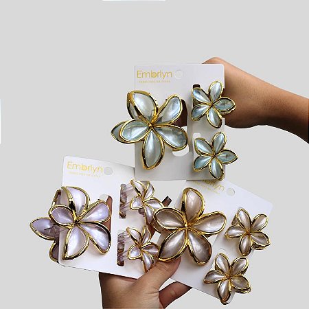 Piranha KIT 3 8cm + 4cm Frangipani Pearl com Borda Dourada