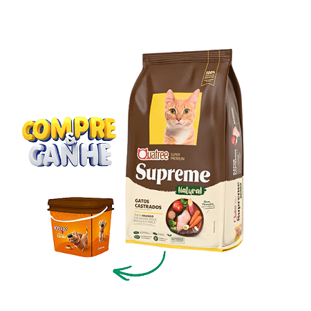 Ração Quatree Supreme Frango e Batata Doce para Gatos Castrados 10kg