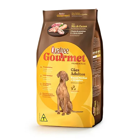 Ração Quatree Gourmet Adultos Raças Médias e Grandes 15kg