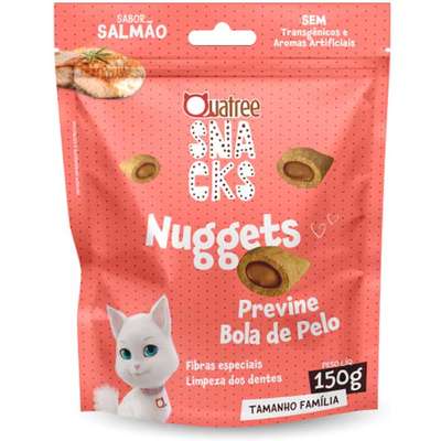 Snack Quatree para Gatos Adultos Sabor Salmão Bola de Pelo 150g