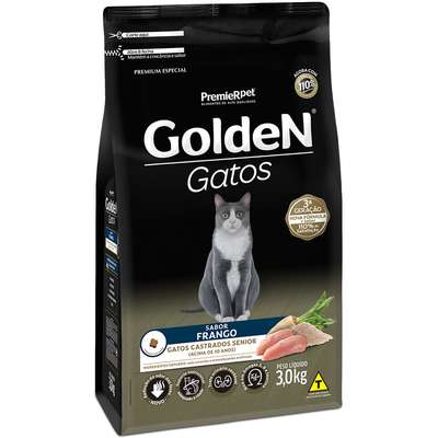 Ração PremieR Pet Golden Gatos Castrados Sênior Frango 3kg