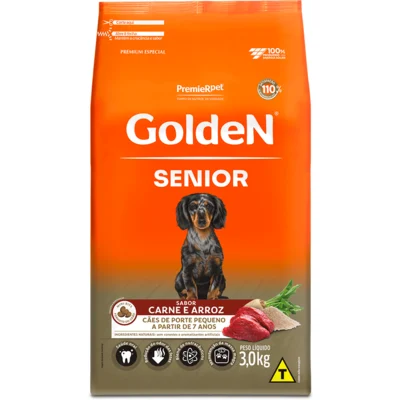 Ração Premier Golden Sênior Mini Bits para Cães Raças Pequenas sabor Carne e Arroz 3kg