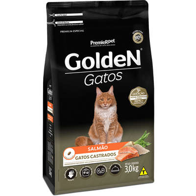 Ração PremieR Pet Golden Salmão para Gatos Adultos Castrados 3kg