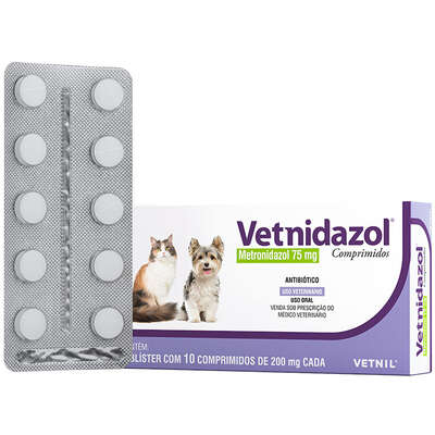 Antibiótico Vetnil Vetnidazol 75 mg para Cães e Gatos