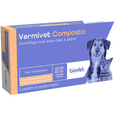 Vermífugo Biovet Vermivet Composto 600 mg para Cães