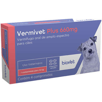 Vermífugo Biovet Vermivet Plus 660 mg para Cães 4 Comprimidos