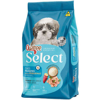 Ração Quatree Select Frango e Arroz Cães Filhotes Raças Pequenas 3 Kg