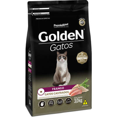 Ração PremieR Pet Golden Gatos Adultos Castrados Frango 3kg