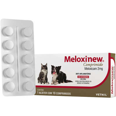 Anti-inflamatório Vetnil Meloxinew 2 mg para Cães e Gatos C/10 comprimdos