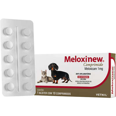 Anti-inflamatório Vetnil Meloxinew 1mg para Cães e Gatos C/10 comprimdios