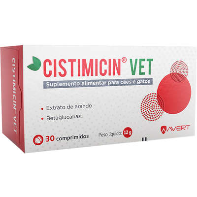 Suplemento Alimentar Avert Cistimicin Vet para Cães e Gatos C/30 comprimidos