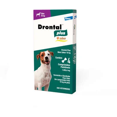 Vermífugo Drontal Plus Sabor Carne para Cães 10 Kg C/4 Comprimidos