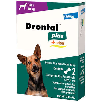Vermífugo Drontal Plus Sabor Carne para Cães 10 Kg C/2 Comprimidos
