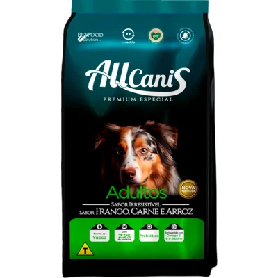 Ração Allcanis Adutlos Raças Grandes Carne, Frango e Arroz 15 Kg