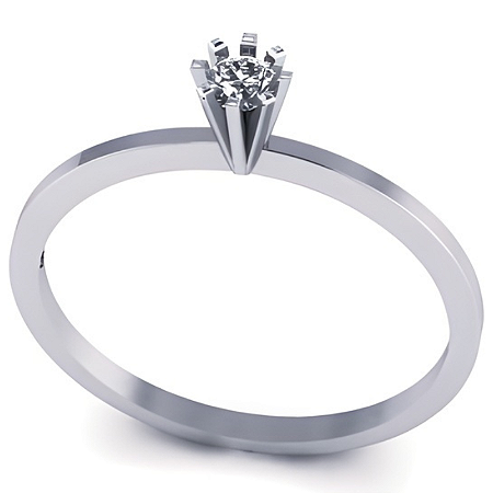 Anel Solitário Clássico Prata 925 com Zircônia Feminino