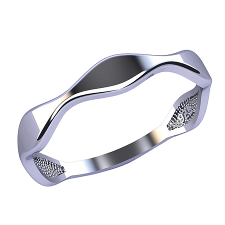 Anel Ondulado Prata 925 Feminino Design Minimalista