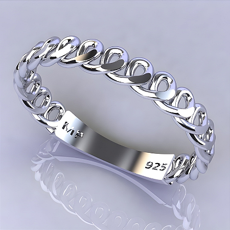 Anel Corrente Prata 925 Feminino Elos Moderno