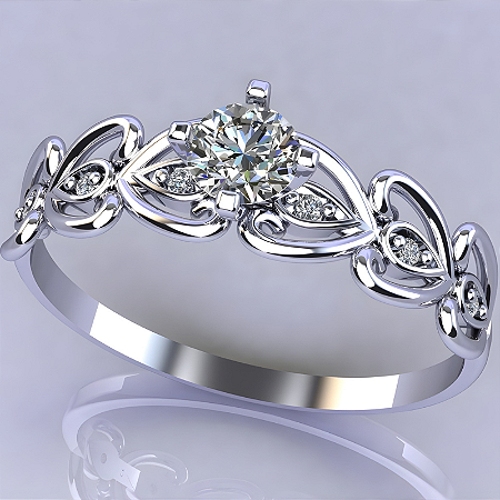 Anel Solitário Prata 925 com Zircônia Arabesco Feminino