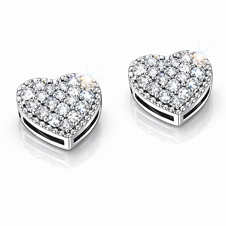 Brinco Coração Prata 925 com Zircônias Feminino