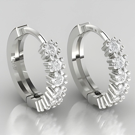 Brinco Argola Prata 925 com Zircônias Cravejadas Feminino Tamanho M