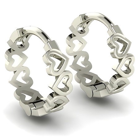 Brinco Argola Coração Prata 925 Feminino Vazado Tamanho G