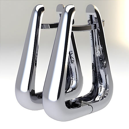 Brinco Argola Geométrica Prata 925 Feminino Moderno