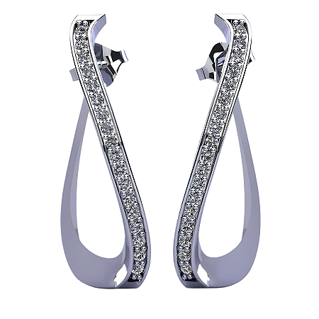 Brinco Alongado Prata 925 com Zircônias Feminino Elegante