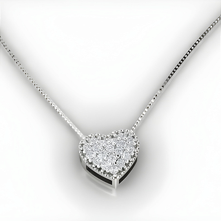 Pingente Coração Cravejado Prata 925 com Zircônias Feminino