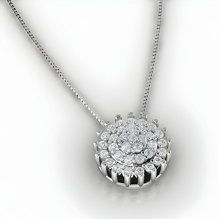 Pingente Redondo Cravejado Prata 925 com Zircônias Feminino