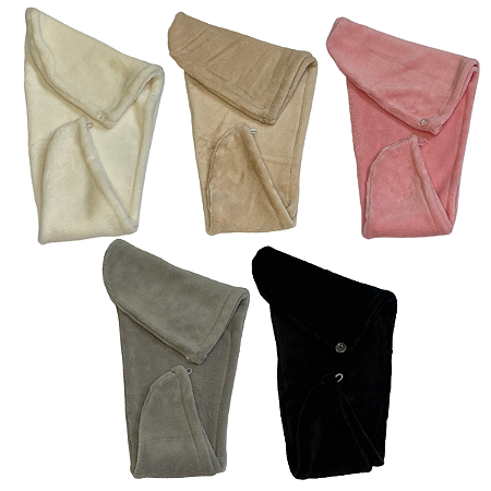 Kit 5 Toucas turbante microfibra fleece sortidas