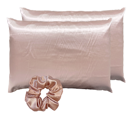 Kit 2 Fronhas de Cetim + 1 Scrunchie