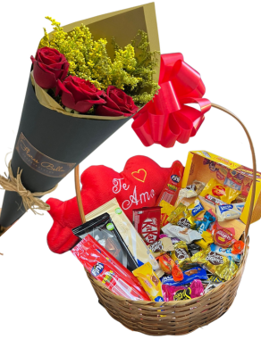 Cesta Doce Amor + Buquê Black