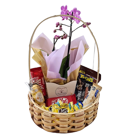 Cesta de chocolate Orquidea com Afeto