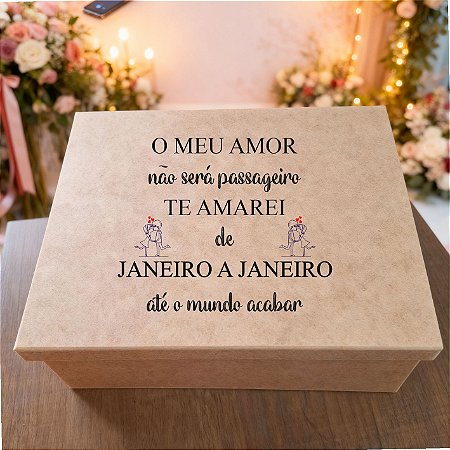 Caixa Presente Dia dos Namorados Personalizada MDF com Mensagem Romântica