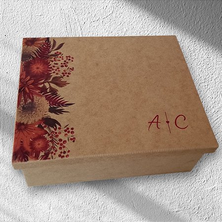 Caixa MDF Rústica para Padrinhos de Casamento Tamanho Grande 25x20x10cm