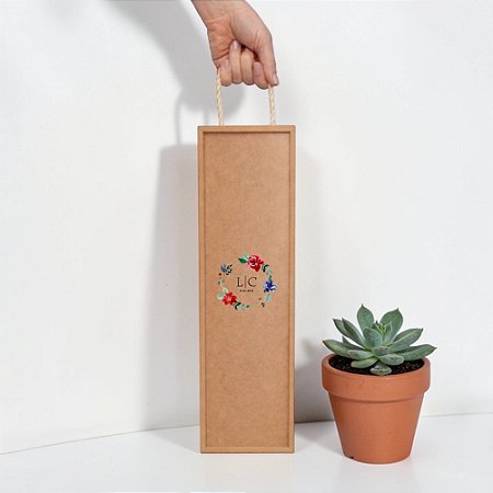 Caixa MDF Personalizada para Vinho - Convite Padrinhos Casamento