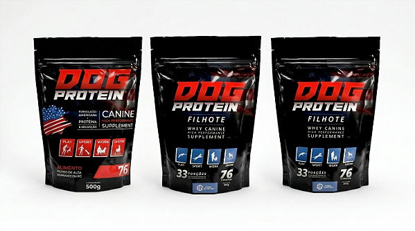Para Filhotes: Combo 3x Dog Protein Puppy (500g) – De ~~R$ 569,70~~ por R$ 399,90