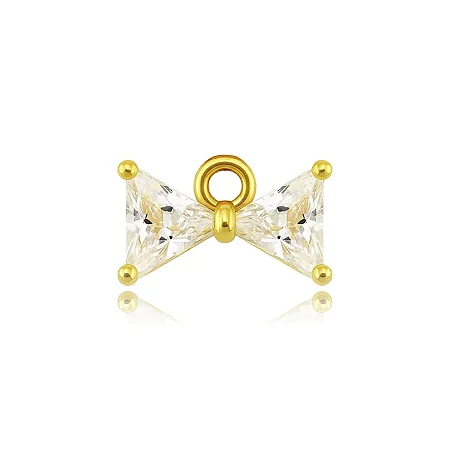 PINGENTE MINI LAÇO ZIRCÔNIA B. OURO 18K