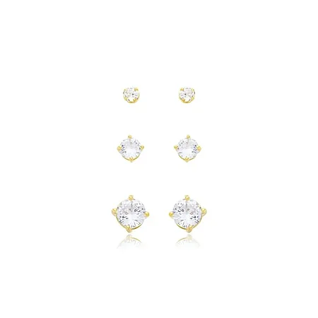 KIT BRINCO TRIO PONTO DE LUZ 4MM, 6MM, 8MM B. OURO 18K