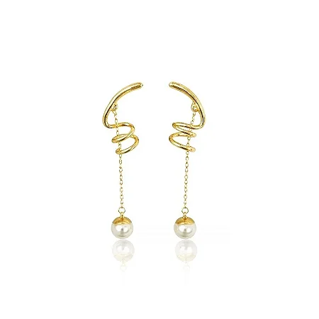 BRINCO ESPIRAL PÉROLA B. OURO 18K