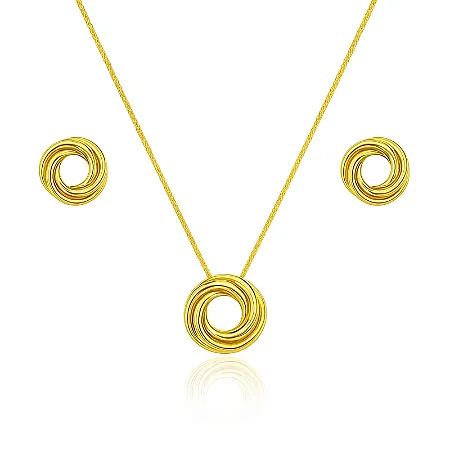 CONJUNTO CIRCULO ESPIRAL B. OURO 18K