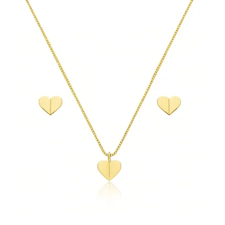 CONJUNTO MINI CORAÇÃO B. OURO 18K